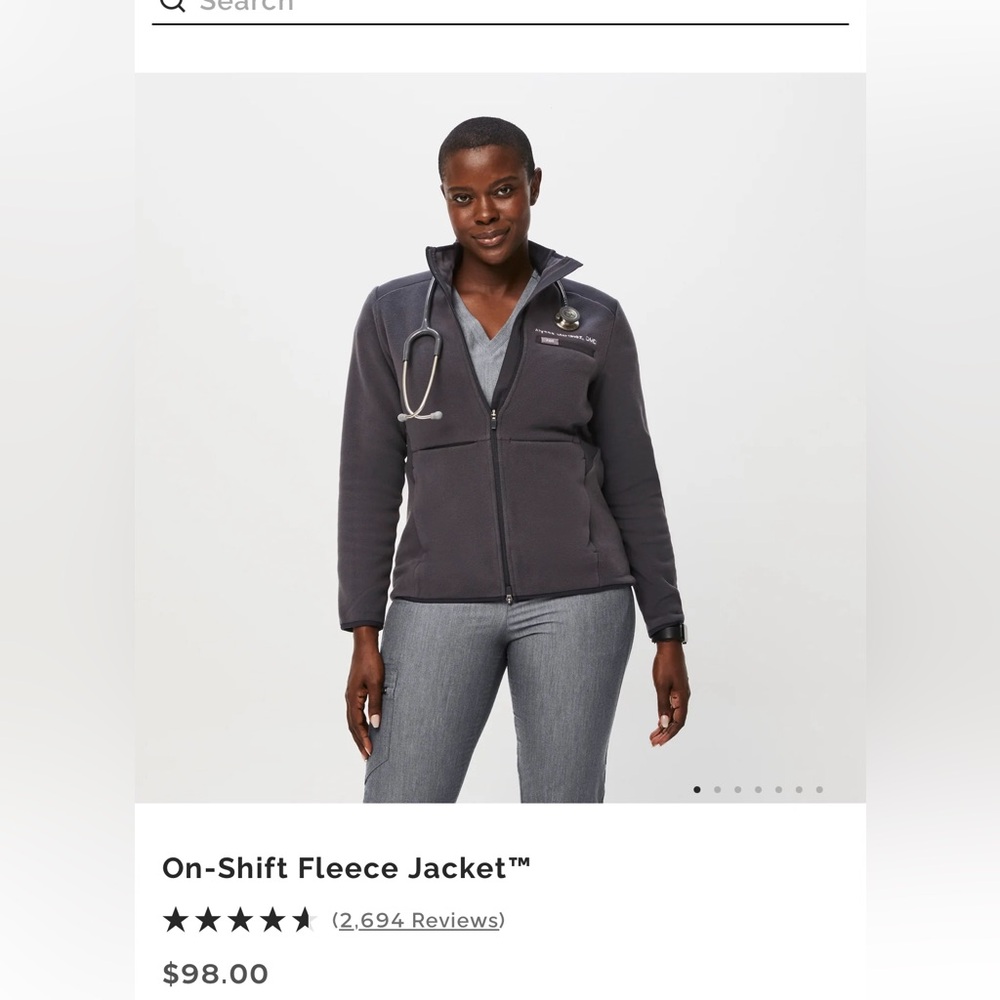 Figs On-Shift Fleece Jacket in Deep Charcoal size xs
